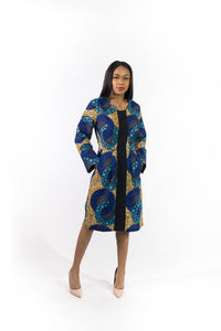 Cobalt African Print Jersey Panel Dress