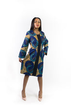 Load image into Gallery viewer, Cobalt African Print Jersey Panel Dress
