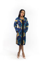 Load image into Gallery viewer, Cobalt African Print Jersey Panel Dress

