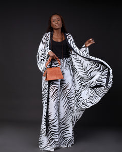 Zebra pattern  long sleeve kimono